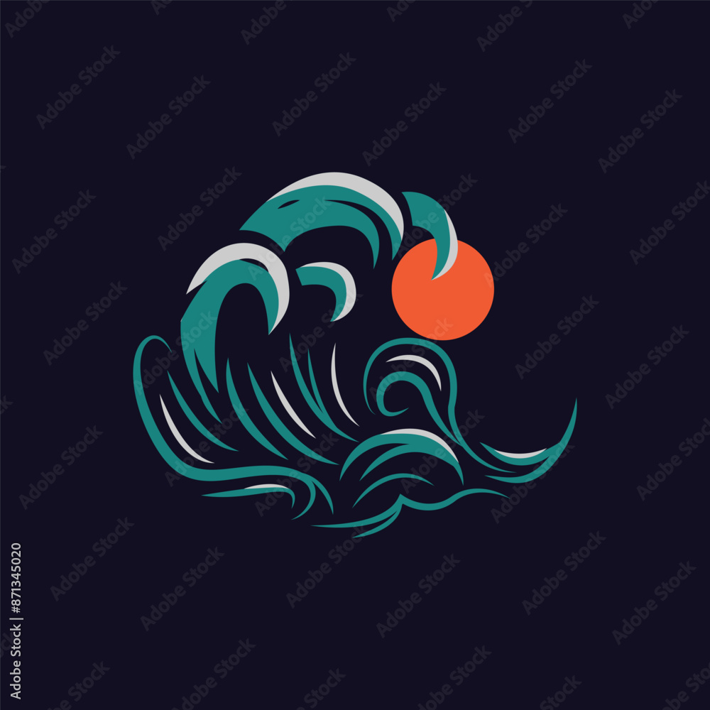 Fototapeta premium Abstract sea and ocean wave graphic illustration