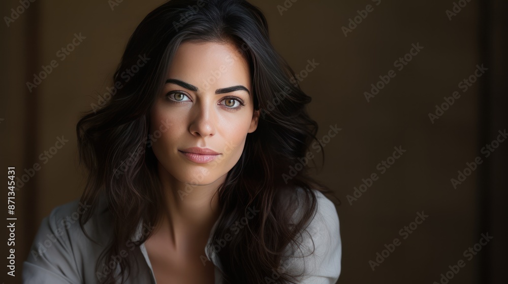 serious woman, natural light, neutral background, serious woman, natural light, neutral background,