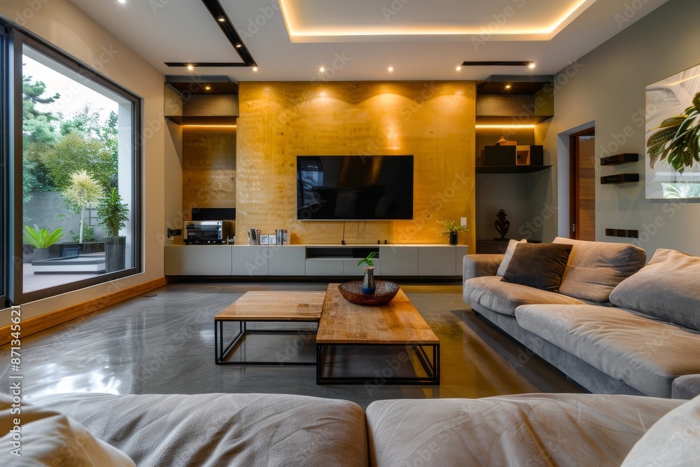 Luxury living room in a modern house. Nobody inside. Luxury living room in a modern house. Nobody inside.