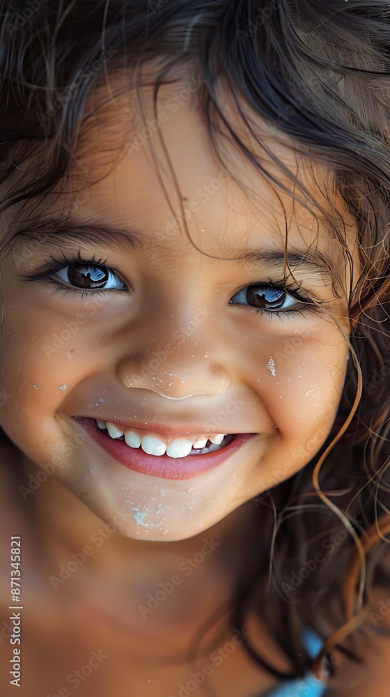 A Close-up of a Child's Face Beaming with a Wide Smile