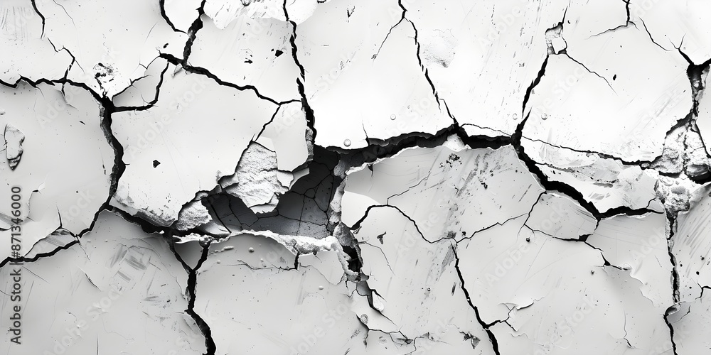 Fototapeta premium Background with cracks stains and chips in black and white