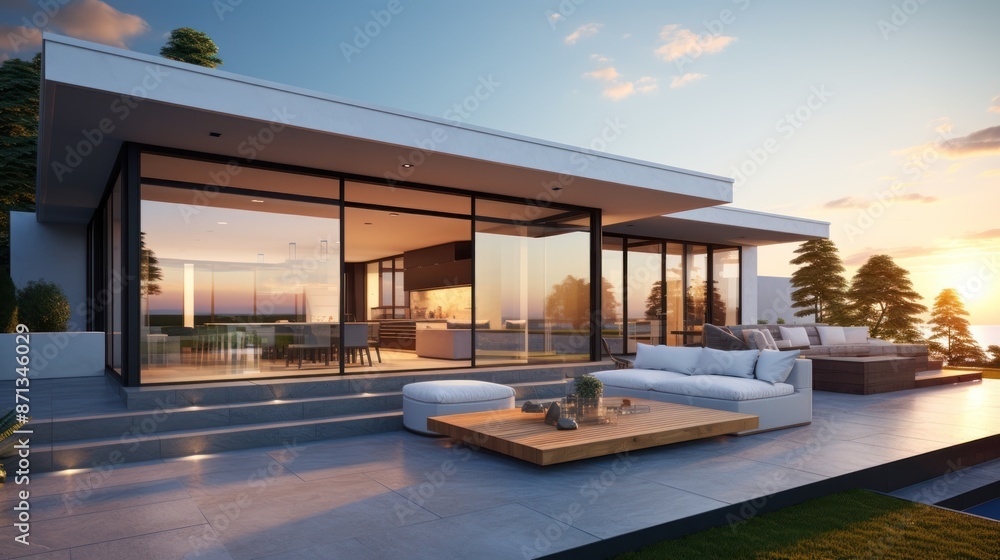 Modern house and beautiful sky Modern house and beautiful sky