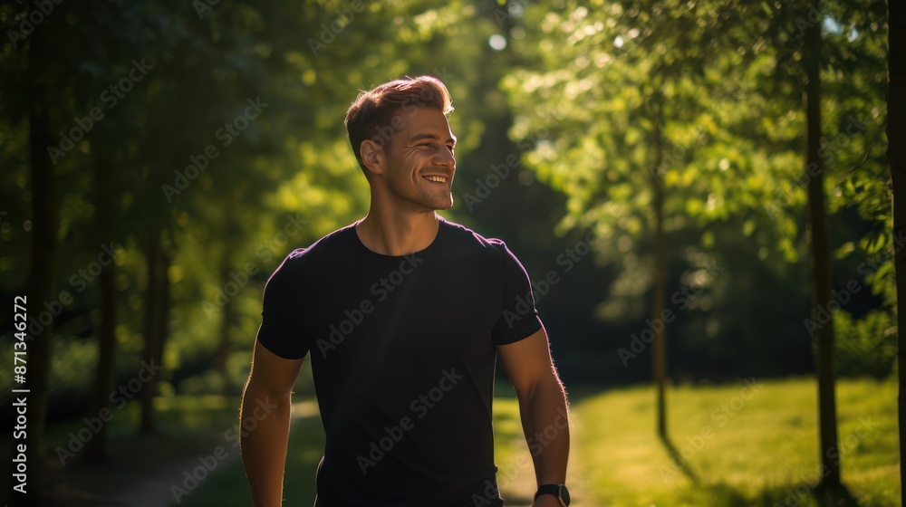 Young man wearing a black casual t-shirt Young man wearing a black casual t-shirt