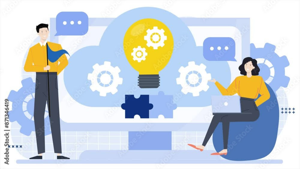 man and woman discussion about starting new business animated illustration video man and woman discussion about starting new business animated illustration video