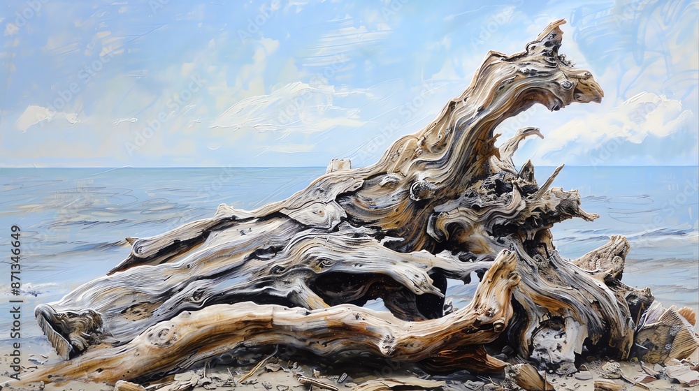 weathered driftwood lying on a sandy beach weathered driftwood lying on a sandy beach