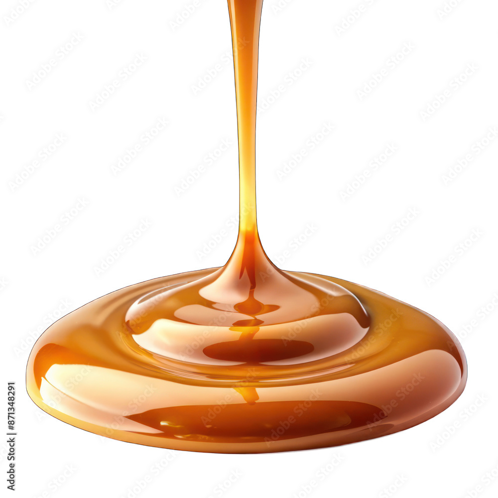 Dripping caramel sauce from top isolated on transparent background Dripping caramel sauce from top isolated on transparent background