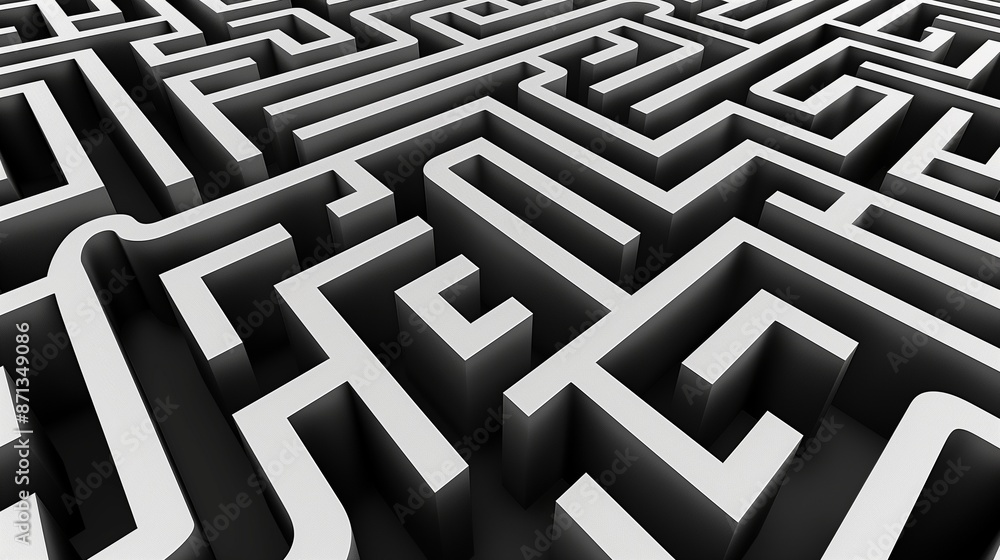 Intricate maze patterns in black and white, modern design. Intricate maze patterns in black and white, modern design.