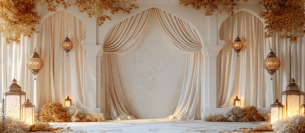 custom made wallpaper toronto digitalElegant Arabic Archway with Lanterns and Drapes