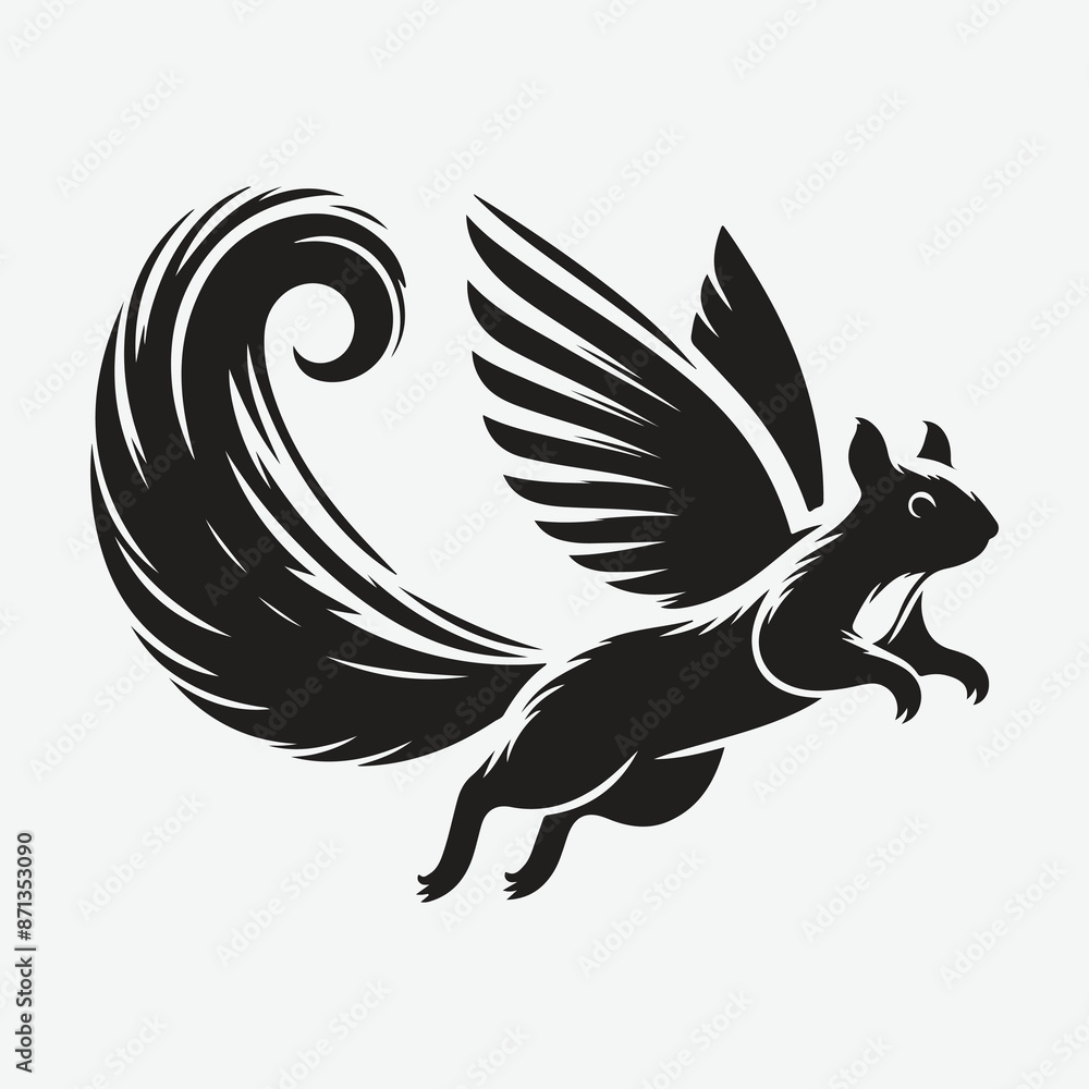 Fototapeta premium Elegant Flying Squirrel Silhouette Logo for Nature Enthusiasts