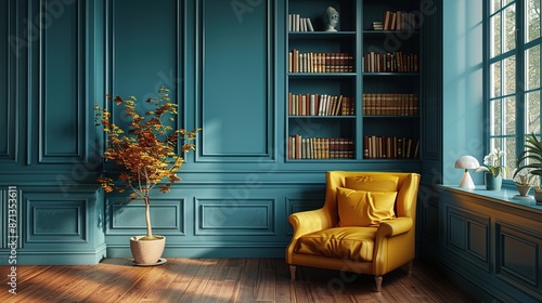 A Relaxing Reading Nook with a Teal and Yellow Palette