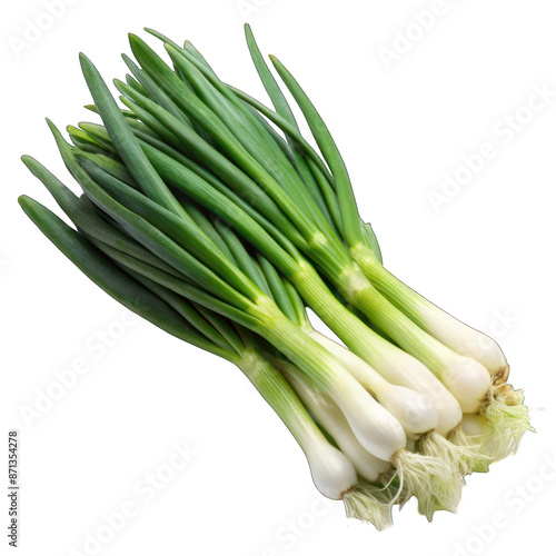 Green spring onion isolated on transparent background