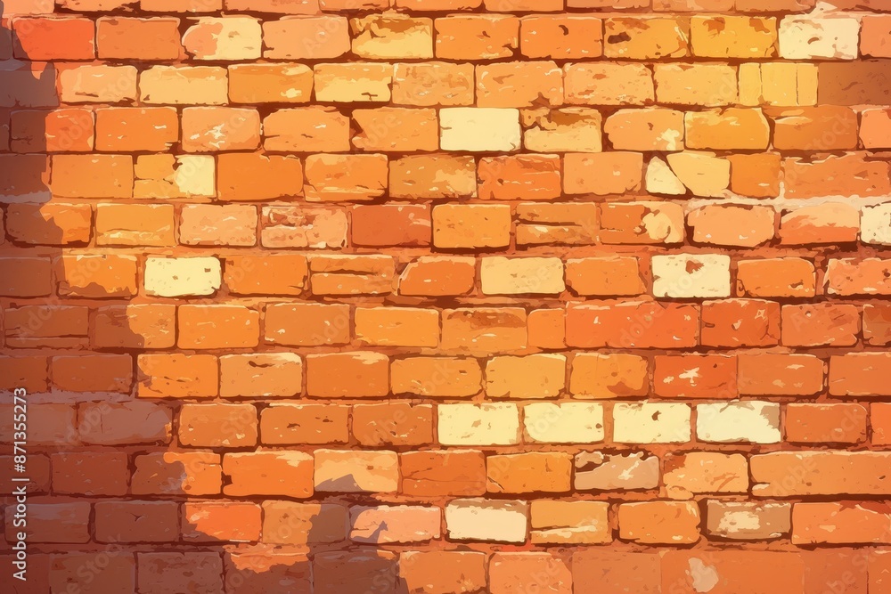 Obraz premium Orange Brick Wall with a Shadow