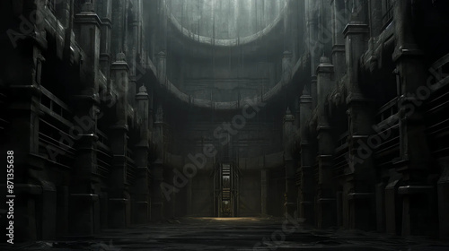 Prison Cellblock Deep Within Fortre 13's Shadows Fantasy wallpaper