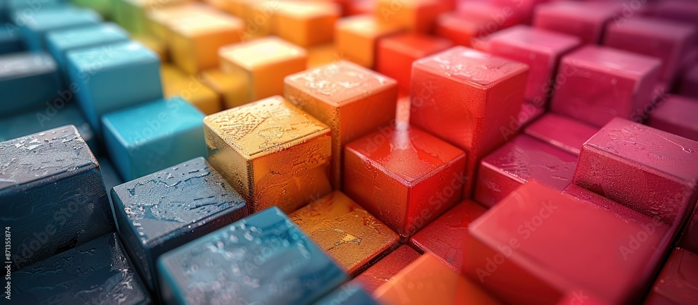 individuality of matching colored cubes each row with 3d render individuality of matching colored cubes each row with 3d render