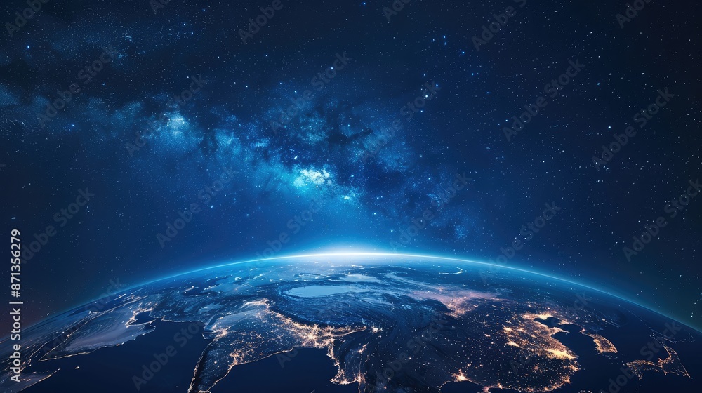 Fototapeta premium Earth, Starry Sky, blue-black