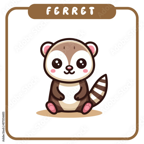 Cute Ferret, Coloring Book