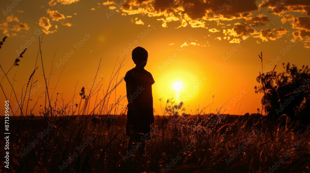 Bold Silhouette Standing Out at Sunset with Dramatic High Contrast Effect Bold Silhouette Standing Out at Sunset with Dramatic High Contrast Effect