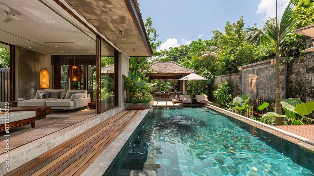 custom made wallpaper toronto digitalModern Villa with Private Pool and Lush Greenery