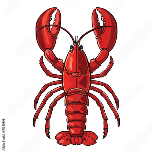 Cartoon Red lobster isolated on white solid background