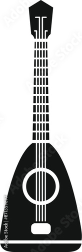 Black simple balalaika silhouette icon, isolated on white background