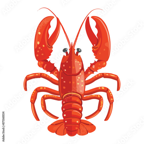 Cartoon Red lobster isolated on white solid background