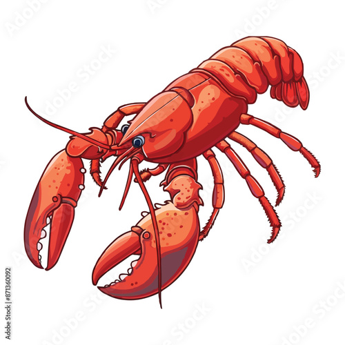 Cartoon Red lobster isolated on white solid background