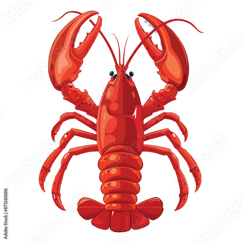 Cartoon Red lobster isolated on white solid background