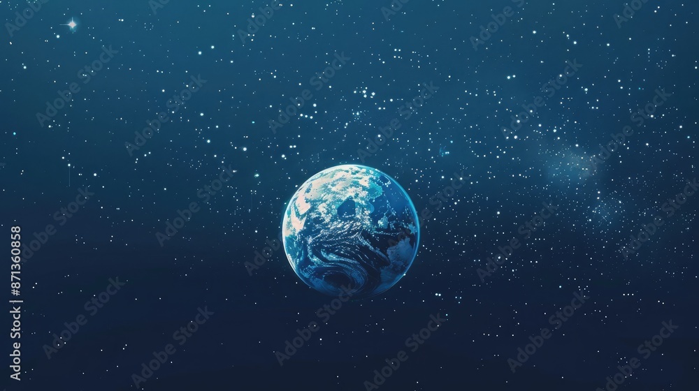 Naklejka premium Earth, Starry Sky, blue-black
