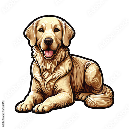 Vibrant and heartwarming Golden Retriever vector illustration, beautifully isolated on a white background. Perfect for dog lovers and pet-themed projects.