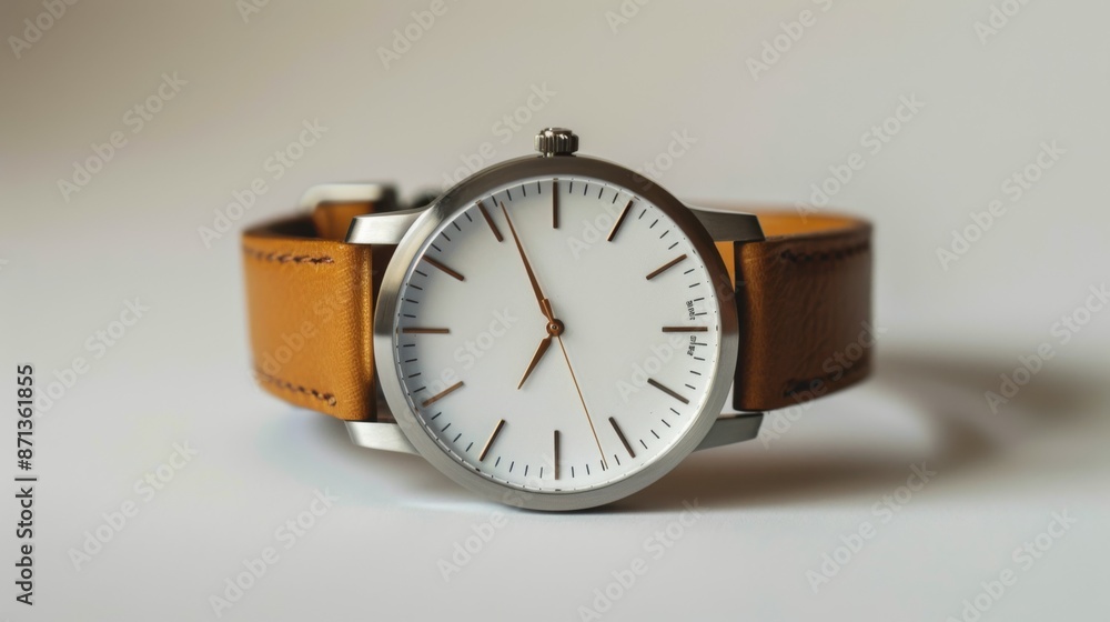 Minimalist Elegance: Stylish Wristwatch on Neutral Background as Chic Accessory for Contemporary Fashion Minimalist Elegance: Stylish Wristwatch on Neutral Background as Chic Accessory for Contemporary Fashion