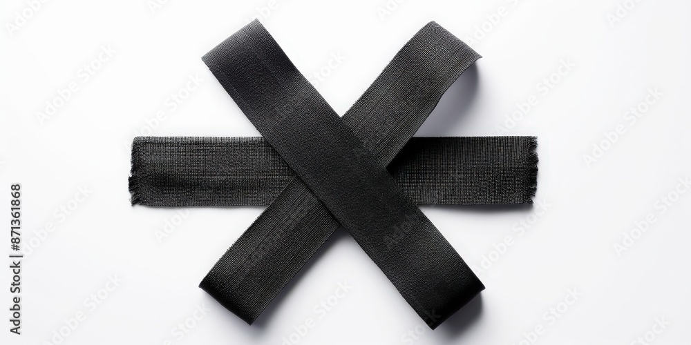 Obraz premium Black Ribbon Crossing in an X Shape