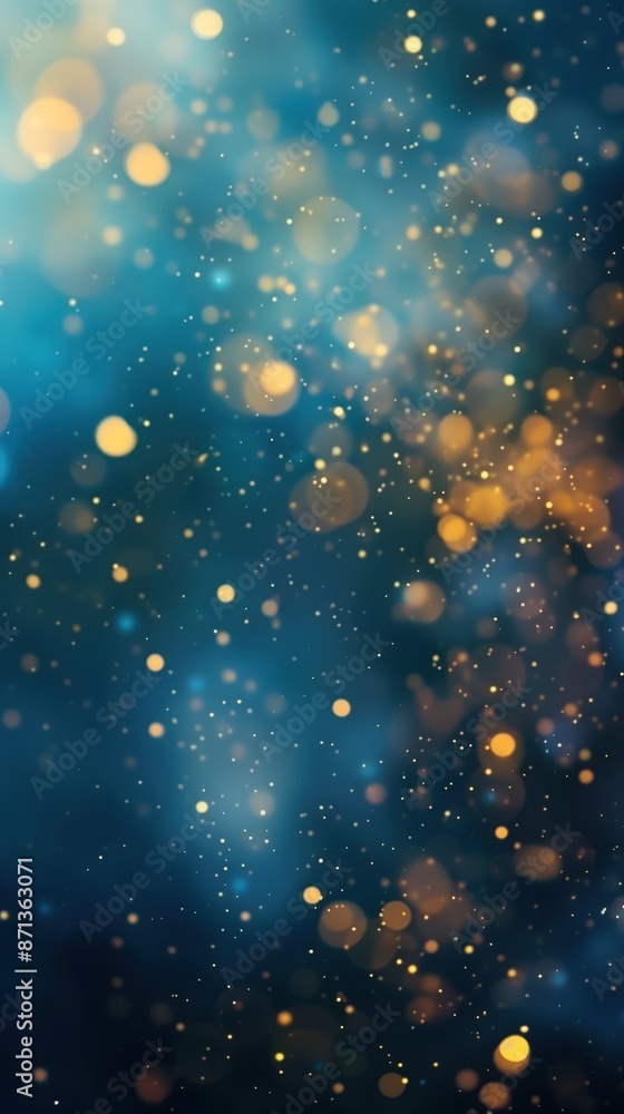 Fototapeta premium Soft Golden and Blue Bokeh Lights on Gradient Background