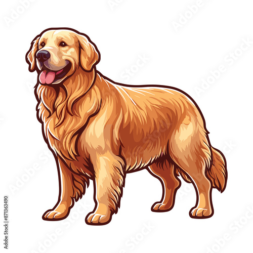 Vibrant and heartwarming Golden Retriever vector illustration, beautifully isolated on a white background. Perfect for dog lovers and pet-themed projects.