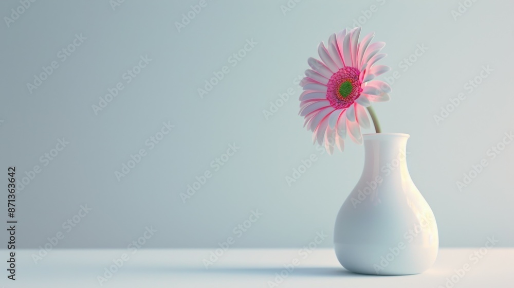 Modern Elegance: Minimalist White Vase with Simple Flower - Capturing Beauty in Simplicity Modern Elegance: Minimalist White Vase with Simple Flower - Capturing Beauty in Simplicity