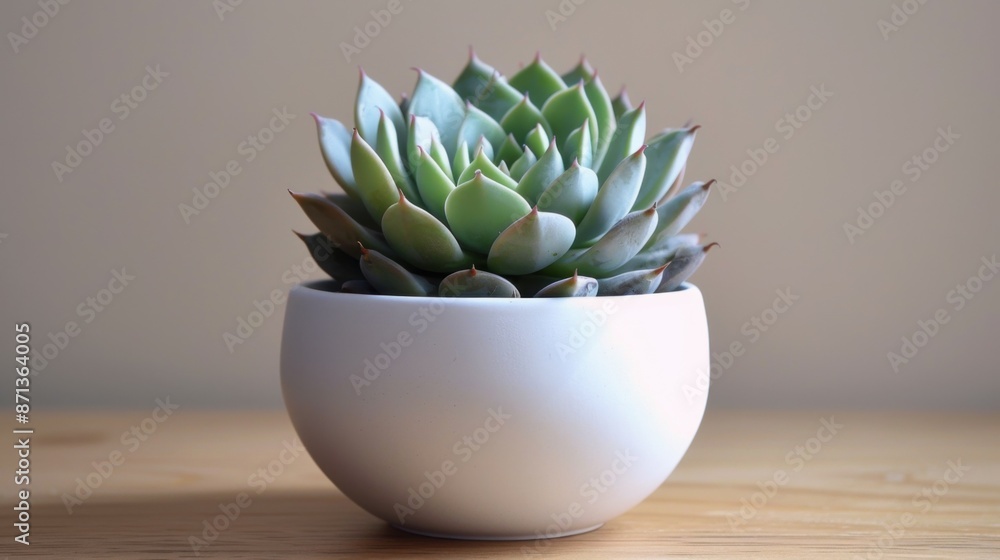Minimalistic Elegance - Single Succulent Plant in White Pot for Fresh Home Decor Minimalistic Elegance - Single Succulent Plant in White Pot for Fresh Home Decor
