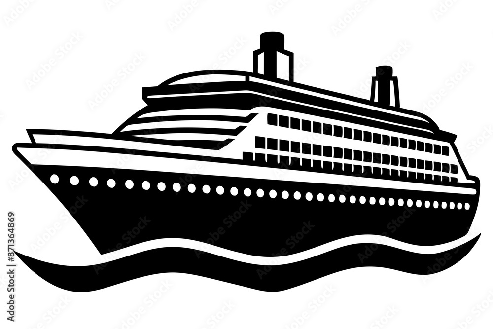 Cruise ship silhouette vector illustration Cruise ship silhouette vector illustration