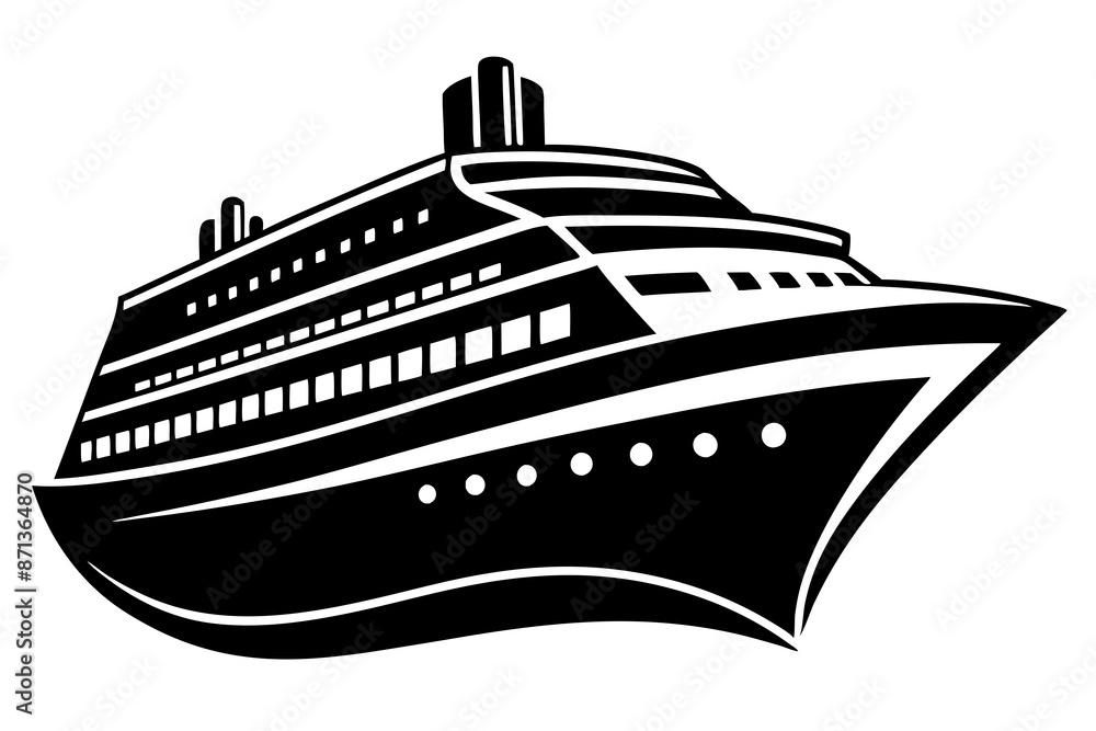 Cruise ship silhouette vector illustration Cruise ship silhouette vector illustration