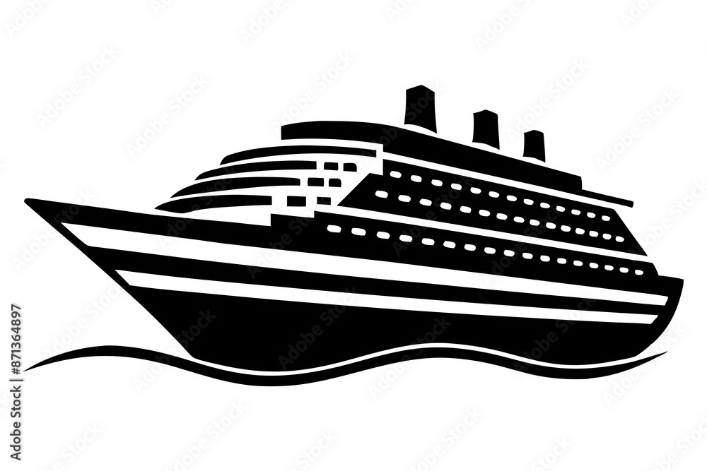 Obraz premium Cruise ship silhouette vector illustration