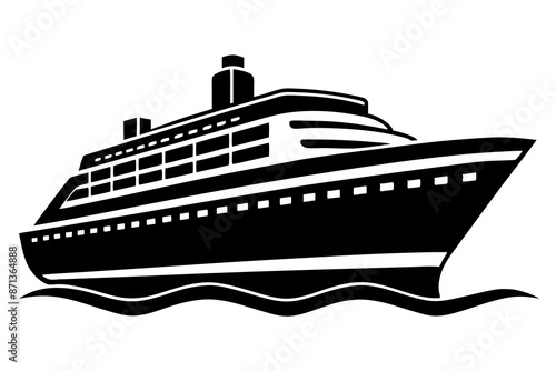 Cruise ship silhouette vector illustration