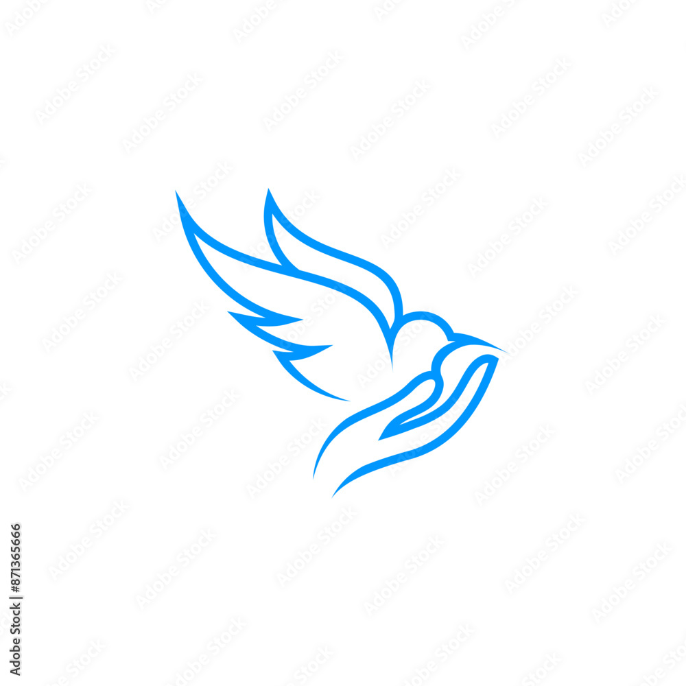 unique bird and hand vector design logo in template unique bird and hand vector design logo in template