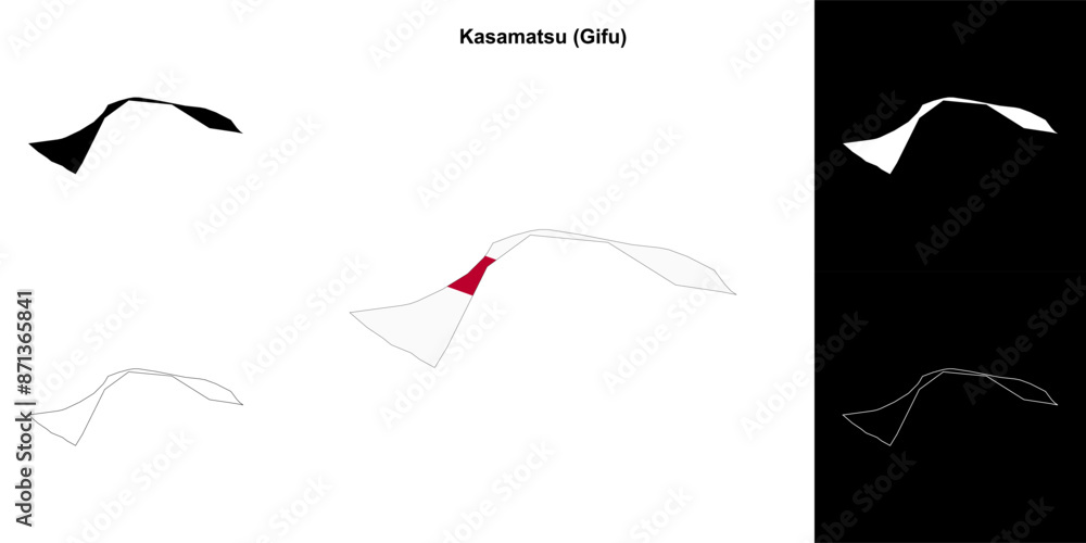 Kasamatsu (Gifu) outline map set Kasamatsu (Gifu) outline map set