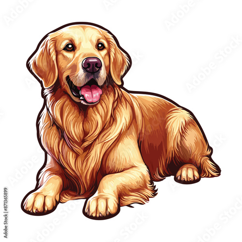 Vibrant and heartwarming Golden Retriever vector illustration, beautifully isolated on a white background. Perfect for dog lovers and pet-themed projects.
