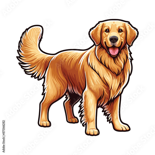 Vibrant and heartwarming Golden Retriever vector illustration, beautifully isolated on a white background. Perfect for dog lovers and pet-themed projects.