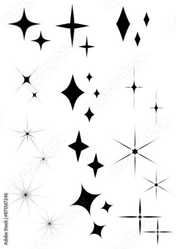 キラキラ　星　あしらい　黒　モノクロ　イラスト