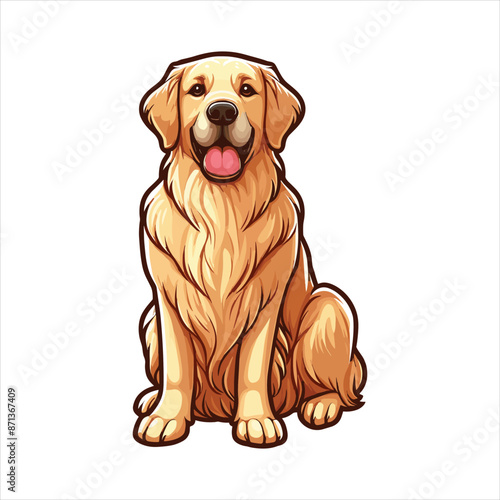 Vibrant and heartwarming Golden Retriever vector illustration, beautifully isolated on a white background. Perfect for dog lovers and pet-themed projects.