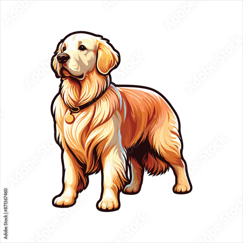 Vibrant and heartwarming Golden Retriever vector illustration, beautifully isolated on a white background. Perfect for dog lovers and pet-themed projects.