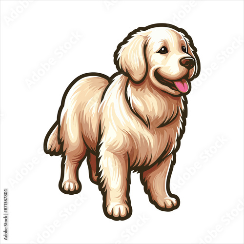 Vibrant and heartwarming Golden Retriever vector illustration, beautifully isolated on a white background. Perfect for dog lovers and pet-themed projects.