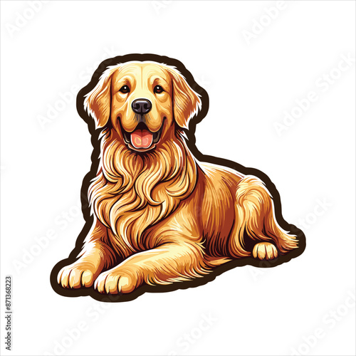 Vibrant and heartwarming Golden Retriever vector illustration, beautifully isolated on a white background. Perfect for dog lovers and pet-themed projects.
