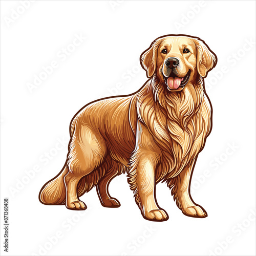 Vibrant and heartwarming Golden Retriever vector illustration, beautifully isolated on a white background. Perfect for dog lovers and pet-themed projects.