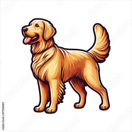 Vibrant and heartwarming Golden Retriever vector illustration, beautifully isolated on a white background. Perfect for dog lovers and pet-themed projects.